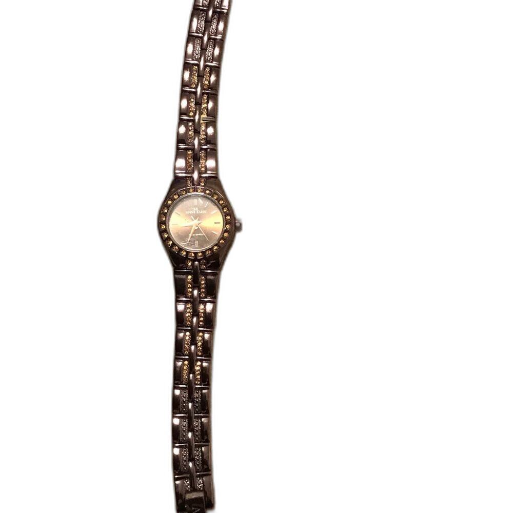 Brown Anne Klein watch with stones